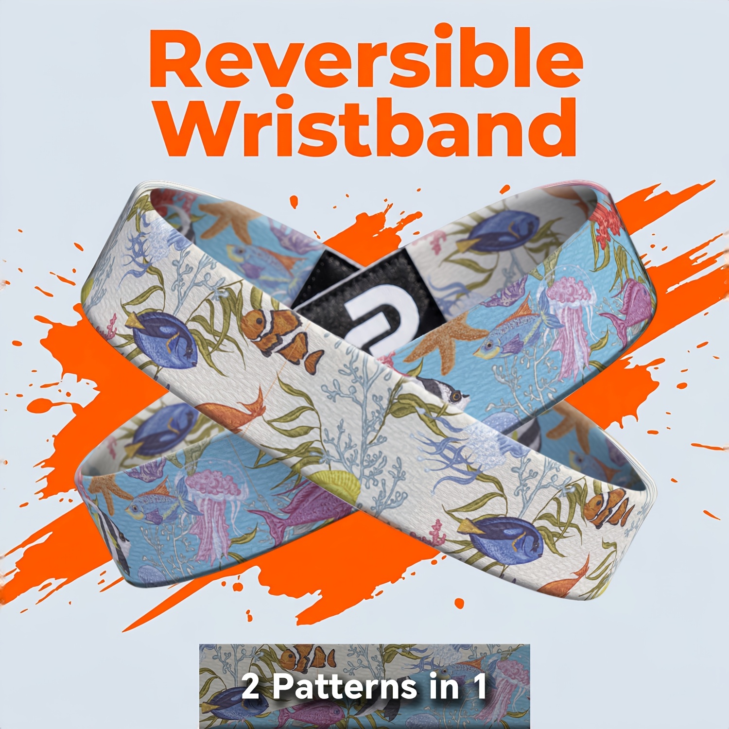 Ocean Fish Coral Print Elastic Woven Wristband
